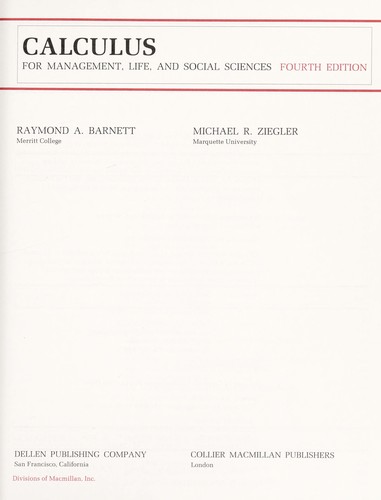 Calculus for management, life, and social sciences