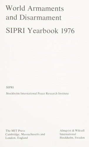 SIPRI Yearbook 1975. World Armaments and Disarmament