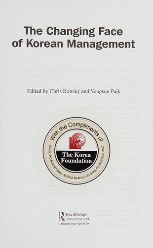 The Changing Face of Korean Management