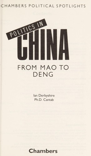 Politics in China from Mao to the post-deng era
