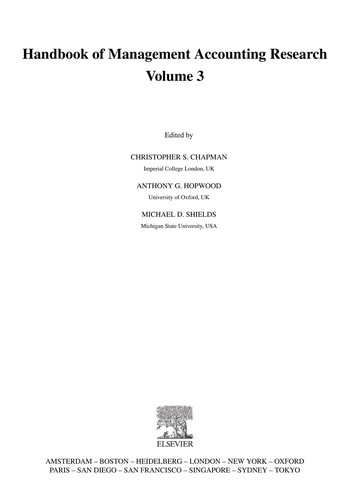 Handbook of Management Accounting Research : Volume 3