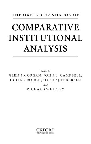 The Oxford Handbook of Comparative Institutional Analysis