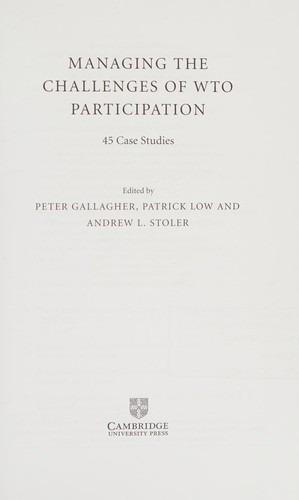 Managing the Challenges of WTO Participation