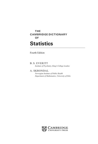 The Cambridge Dictionary of Statistics