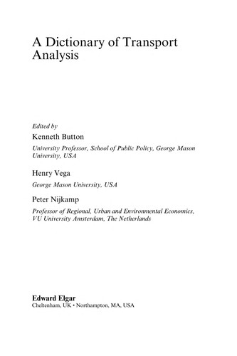 A Dictionary of Transport Analysis