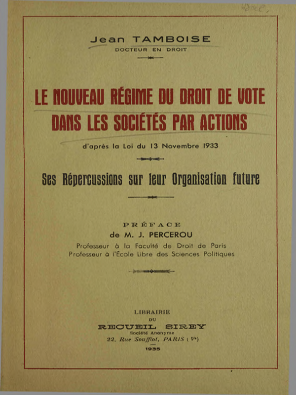 Le nouveau regime du droit de vote dans les societes par actions