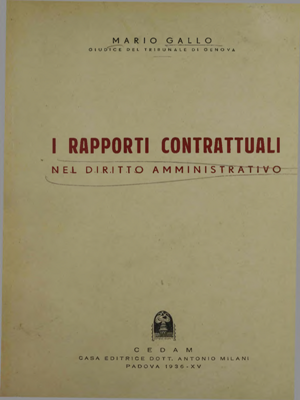 I rapporti contrattuali nel diritto amministrativo