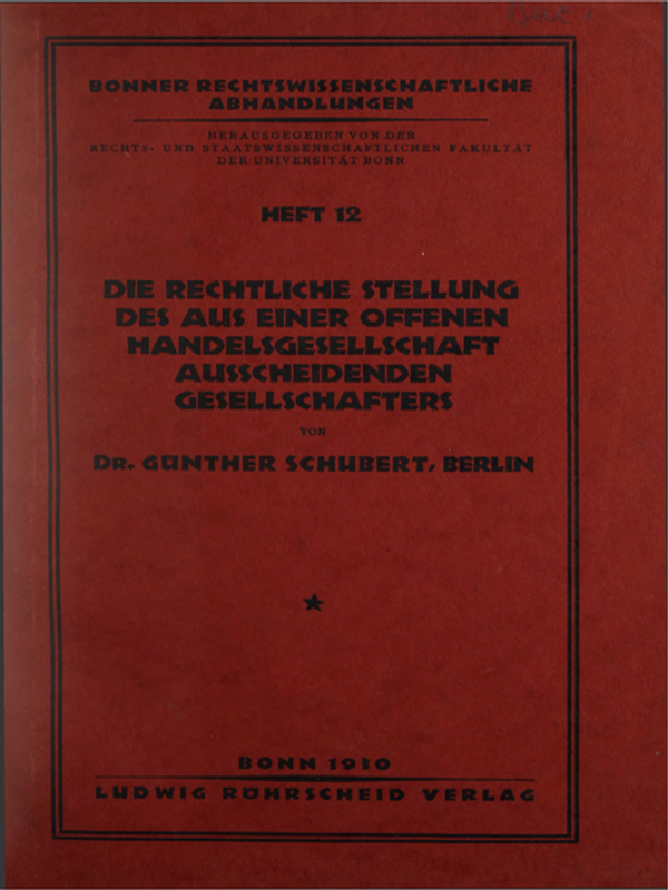 Die rechtliche Stellung des aus einer offenen Handelsgesellschaft ausscheidenden Gesellschafters