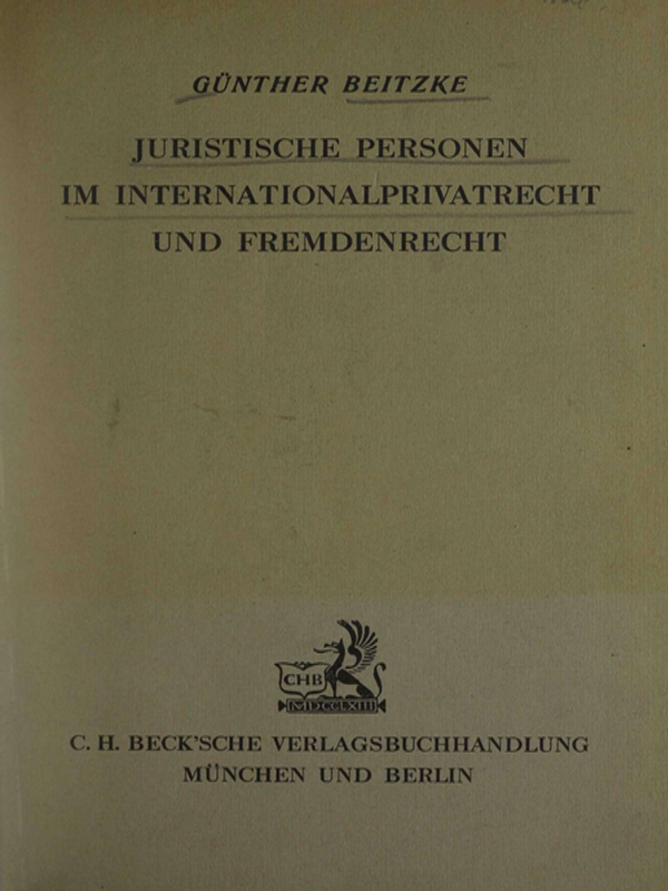 Juristische Personen im Internationalprivatrecht und Fremdenrecht