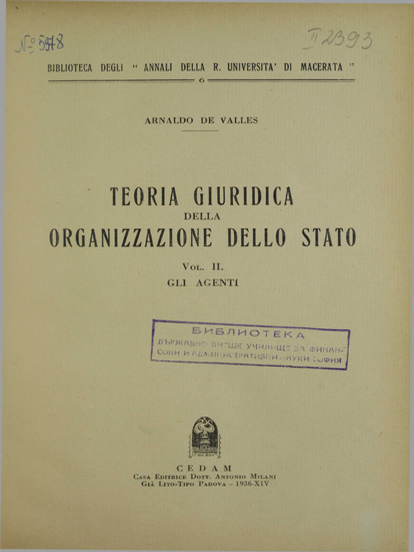Teoria giuridica della organizzazione dello Stato : V. I-