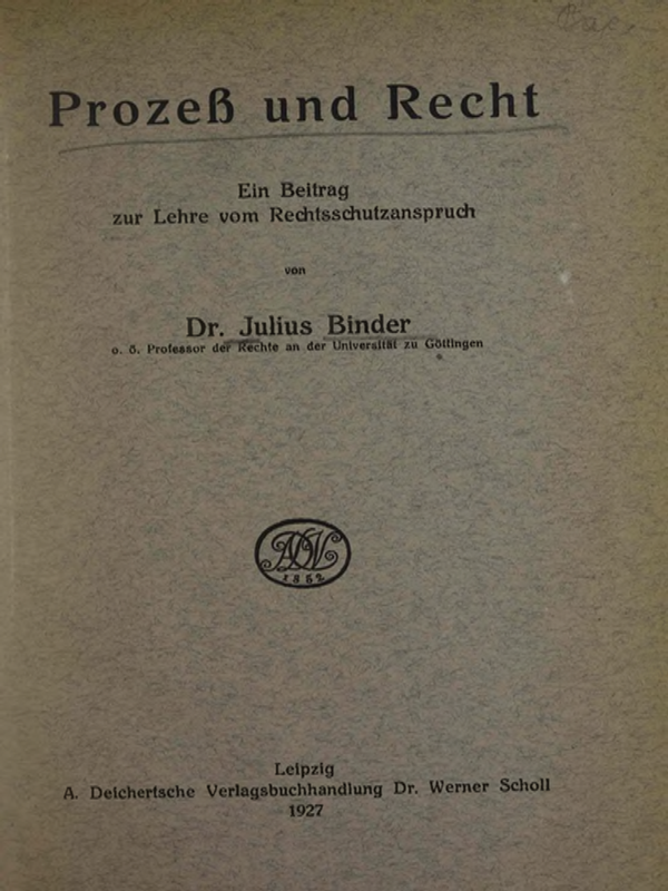 Prozess und Recht. Ein Beitrag zur Lehre vom Rechtsschutzanspruch