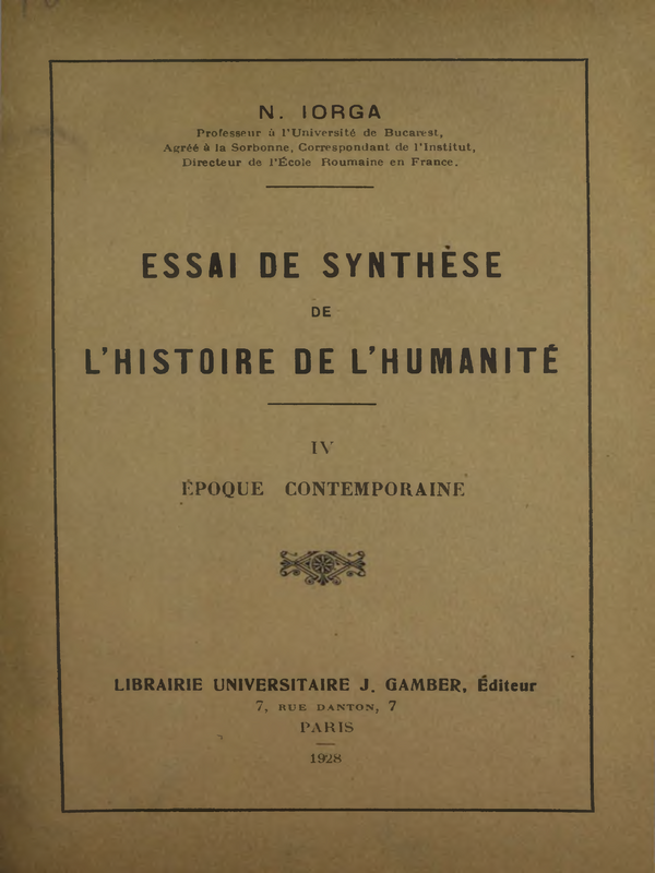 Essai de synthese de L`Histore de l`humanite