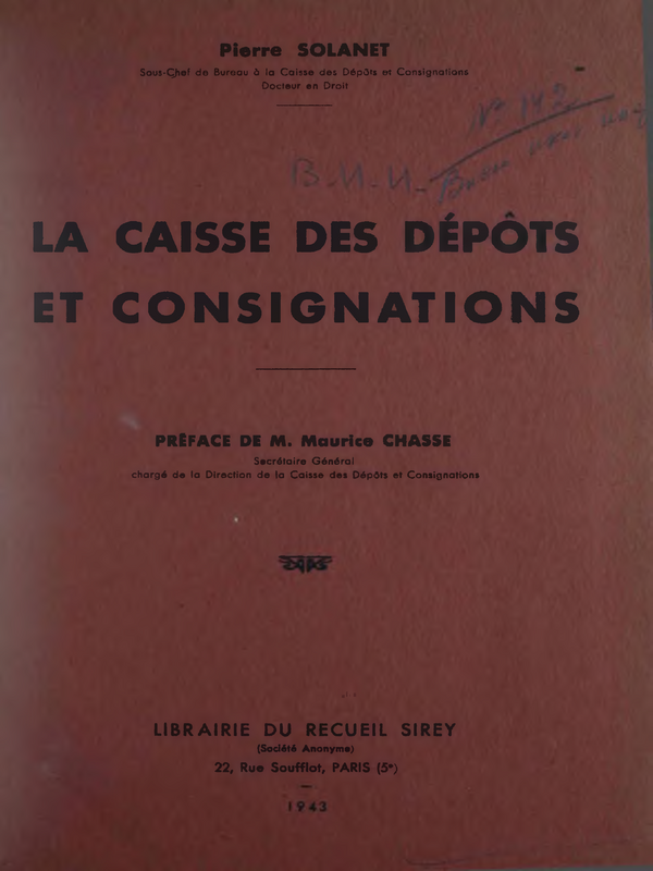 La caisse des depots et consignations