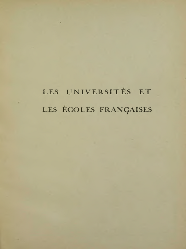 Les Universites et les Ecoles Francaises