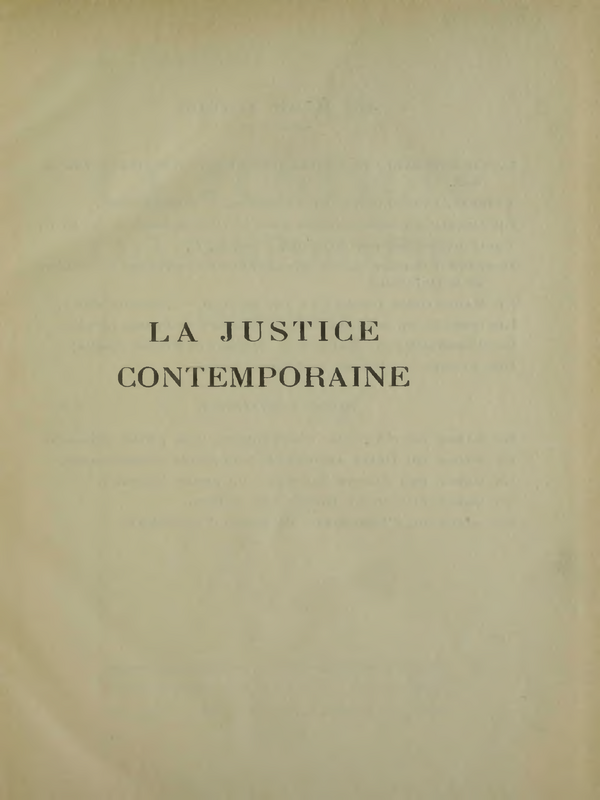 La Justice contemporaine 1870-1932
