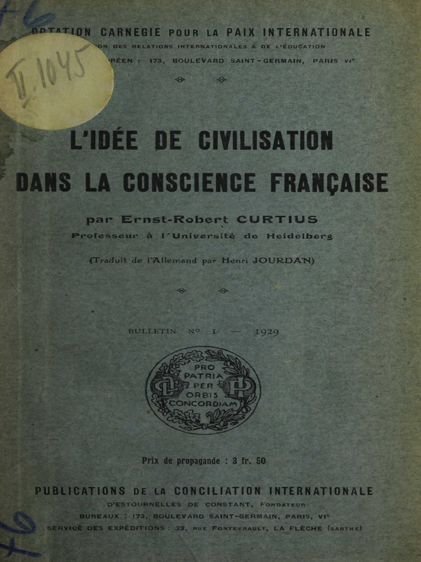 L'Idee de Civilisation dans la Conscience Francaise