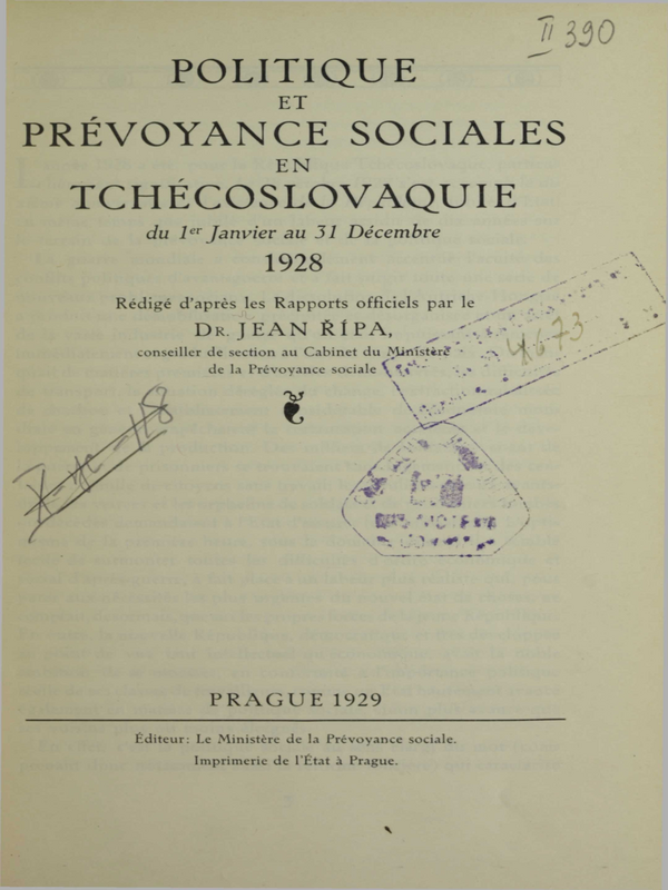 Politique et prevoyance sociales en Tchecoslovaquie