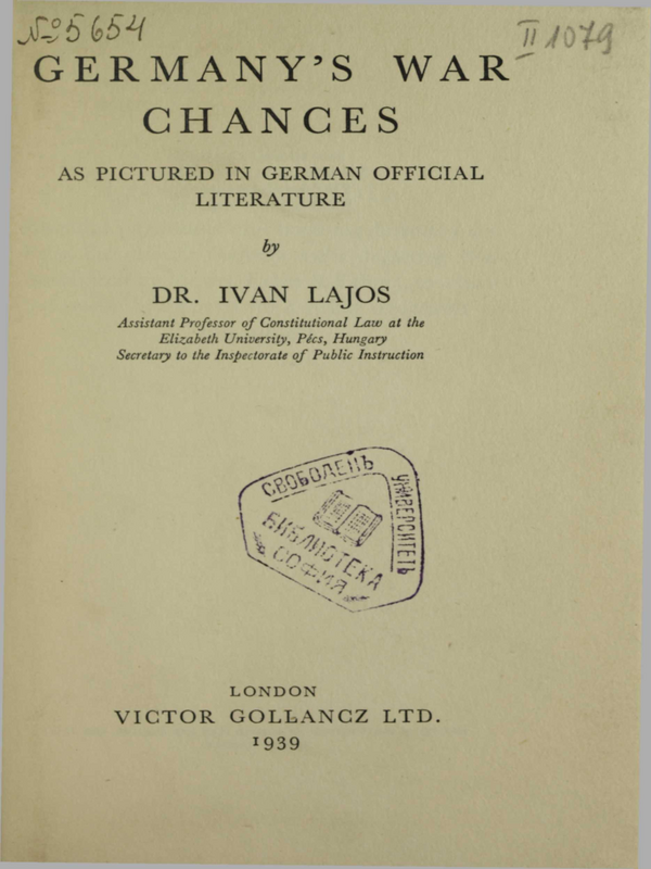 Germany's war chances as pictured in German official literature