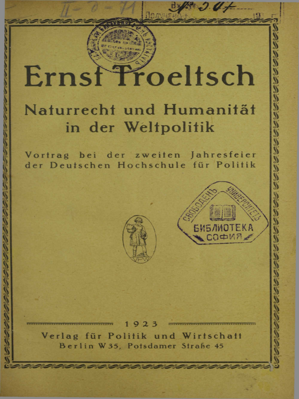Naturrecht und Humanitat in der Weltpolitik