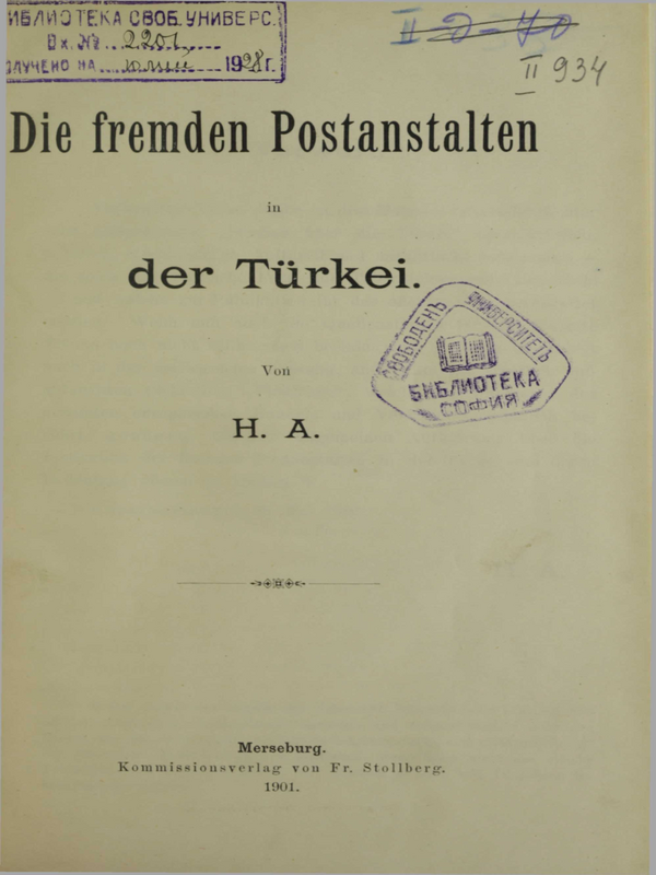Die fremden Postanstalten in der Turkei