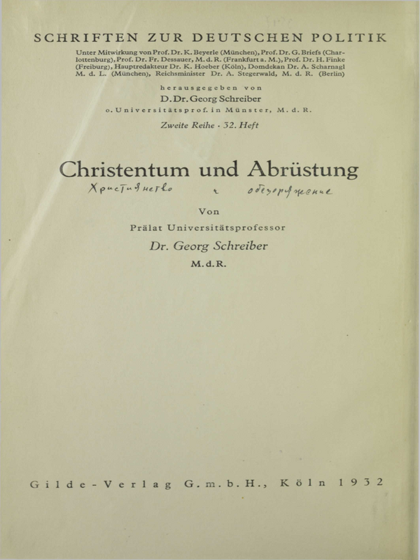 Christentum und abrustung