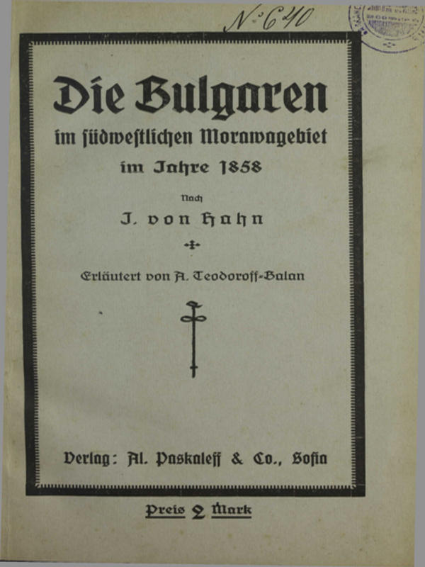 Die Bulgaren im fidweftlichen Morawagebiet im Jahre 1858