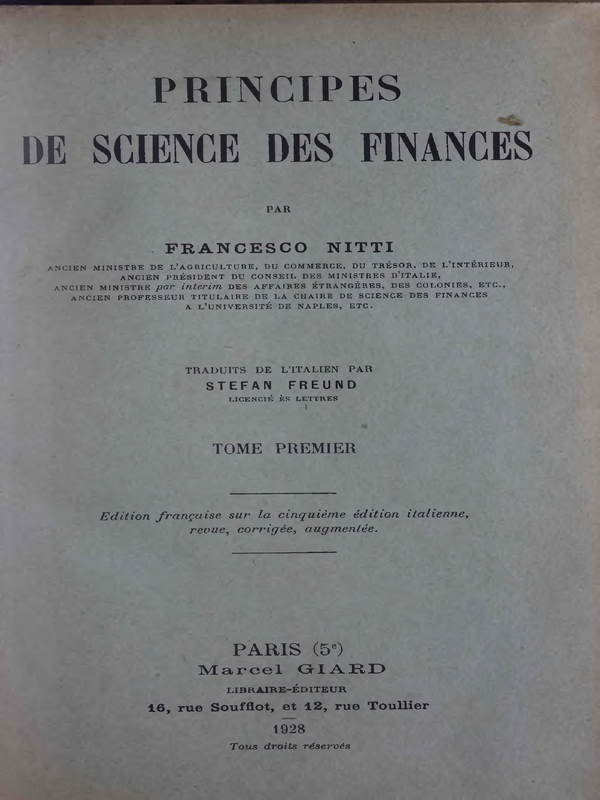 Principes de science des finances