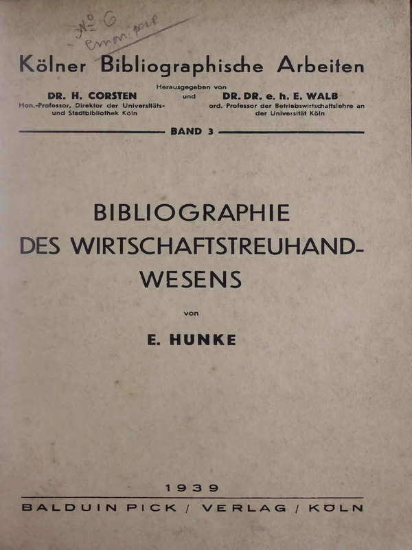 Bibliographie des Wirtschaftstreuhandwesens