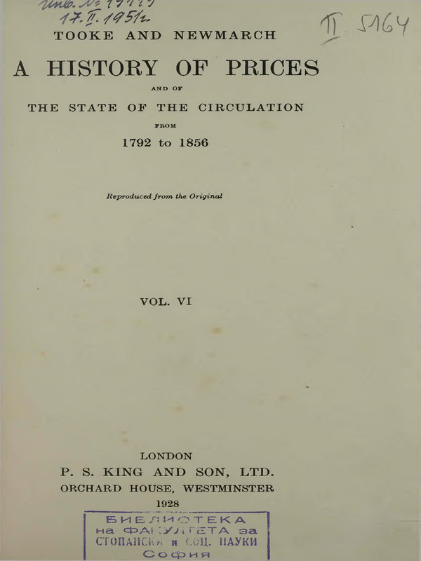 A history of prices and of the state of the circulation from 1792 to 1856