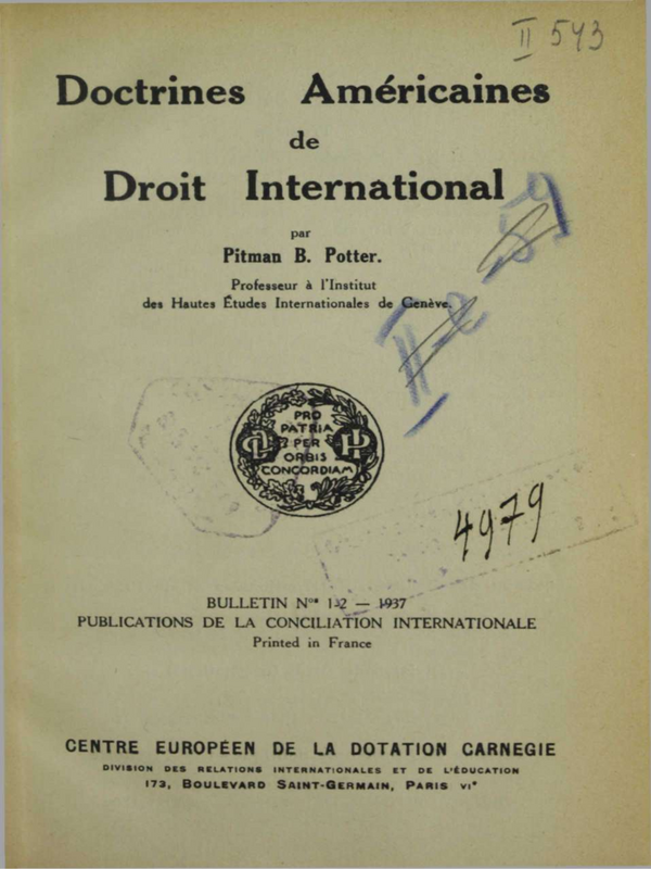 Doctrines Americaines de Droit International