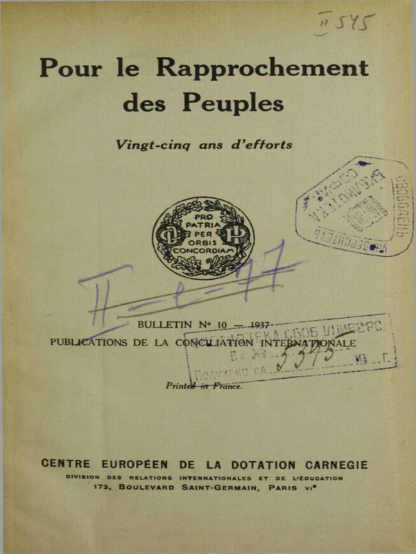 Pour la rapprochement des peuples : 25 ans d'efforts