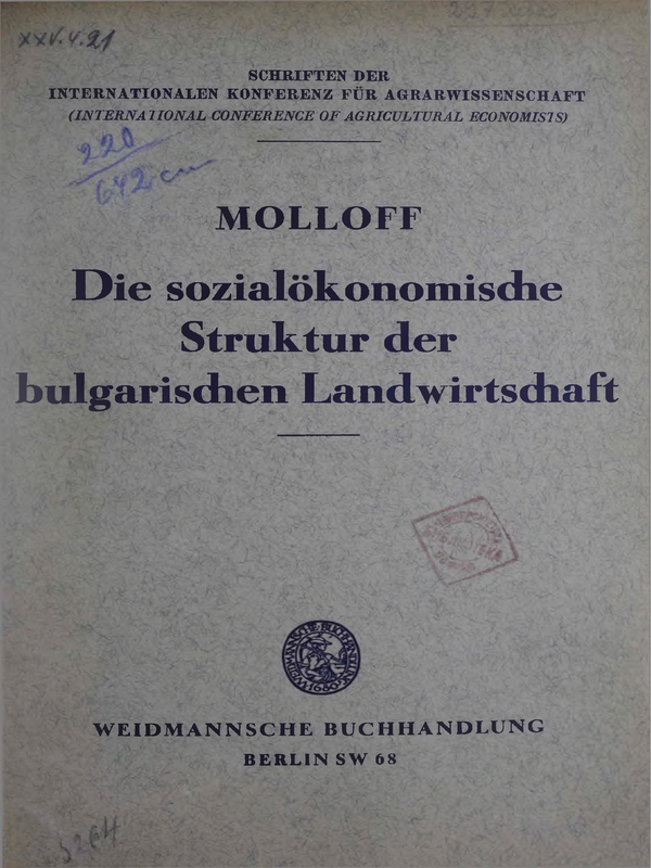 Die Sozioцkonomische struktur der bulgarischen Landwirtschaft