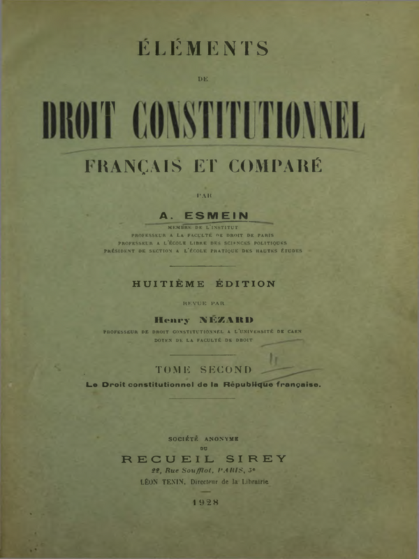 Elements de droit constitutionnel : Francais et compare : T. 1-