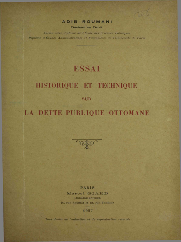 Essai historique et technique sur la dette publique ottomane
