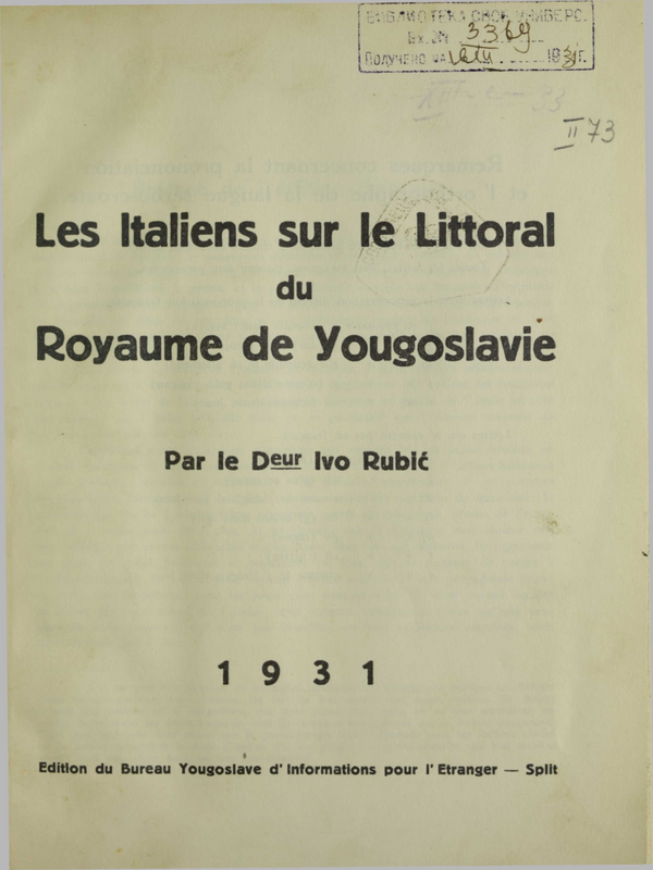 Les italiens sur le littoral du Royaume de Yougoslavie