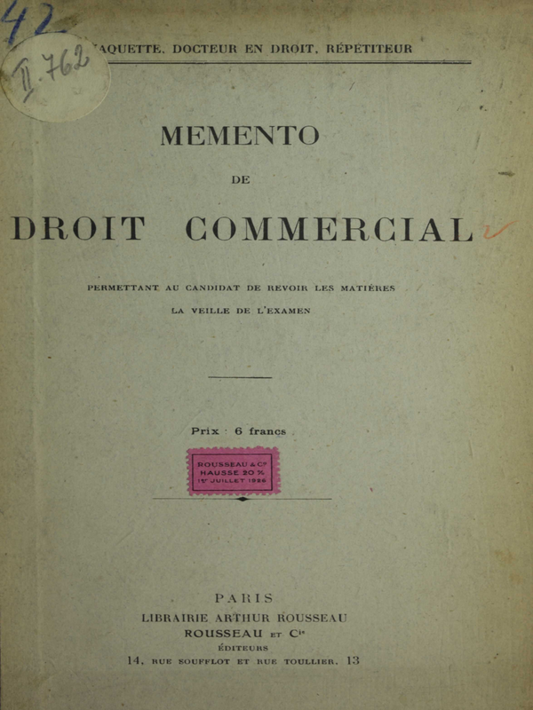 Memento de droit commercial