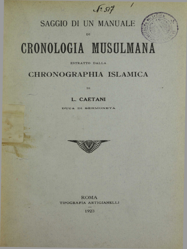 Cronologia musulmana estratto dalla chronographia islamica