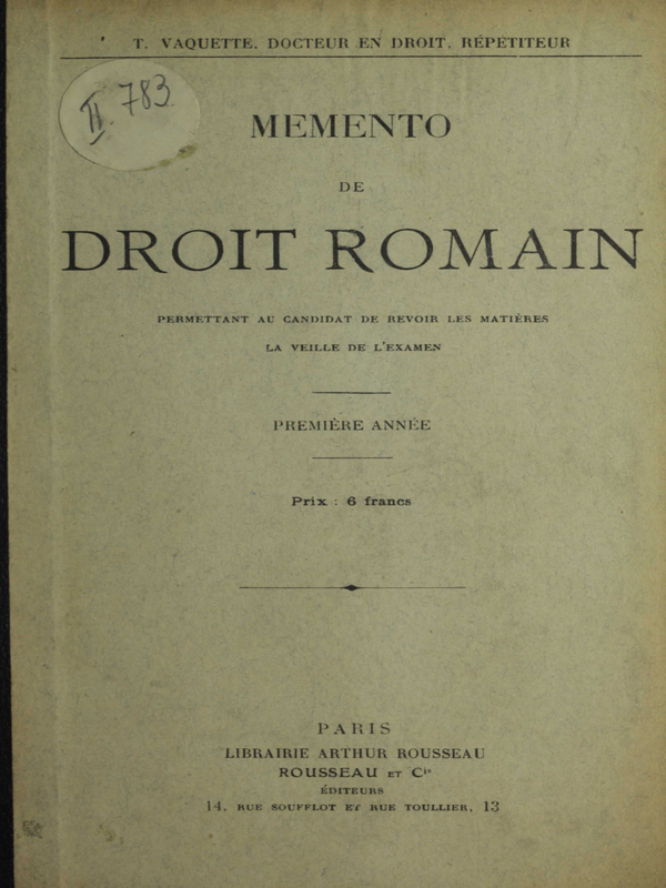 Memento de droit romain