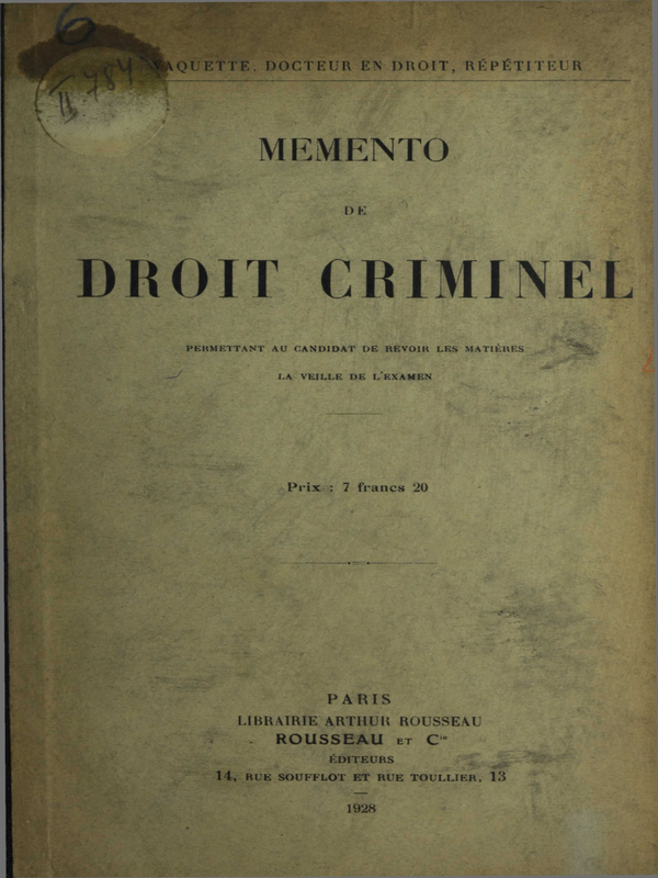 Memento de droit criminel