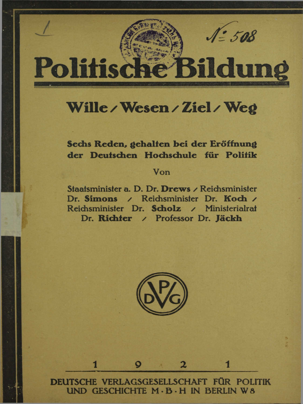 Politische Bildung : Wille - Wesen -  Ziel  - Weg