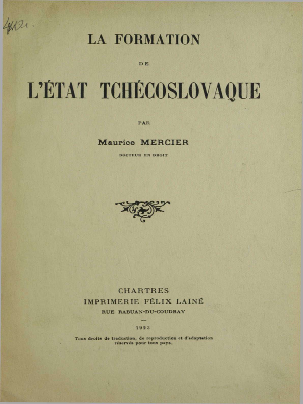 La formation de l'etat Tchecoslovaque