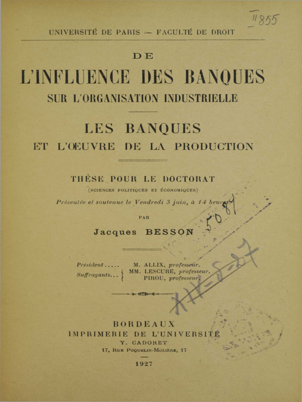 L'influence des banques sur l`orgatition le industriale : Les banques et l`oeuvres de la producrion