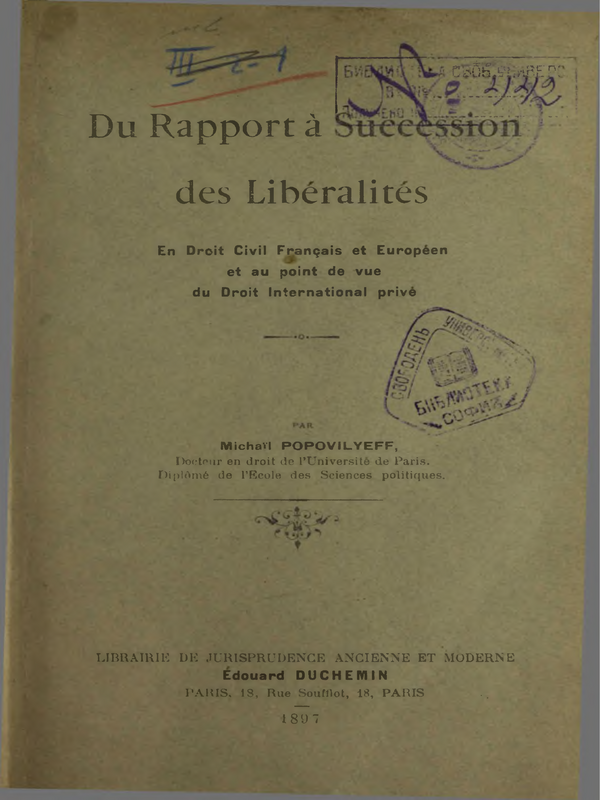 Du Rapport a Succession des Liberalites