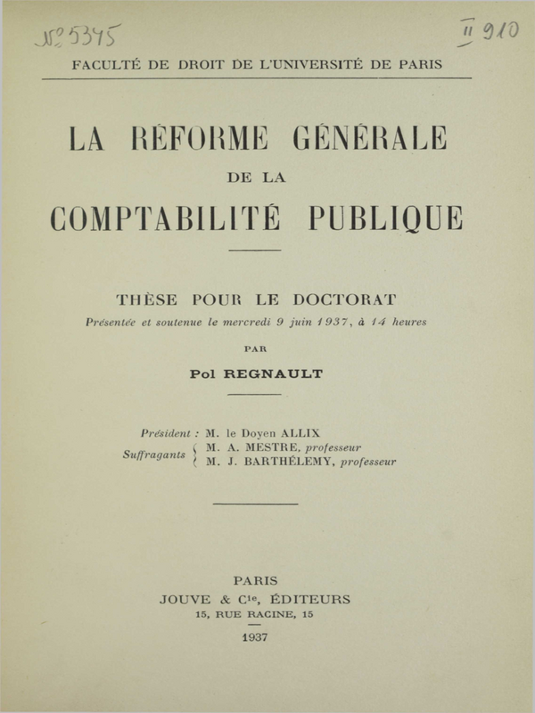 La reforme generale de la comptabilite publique