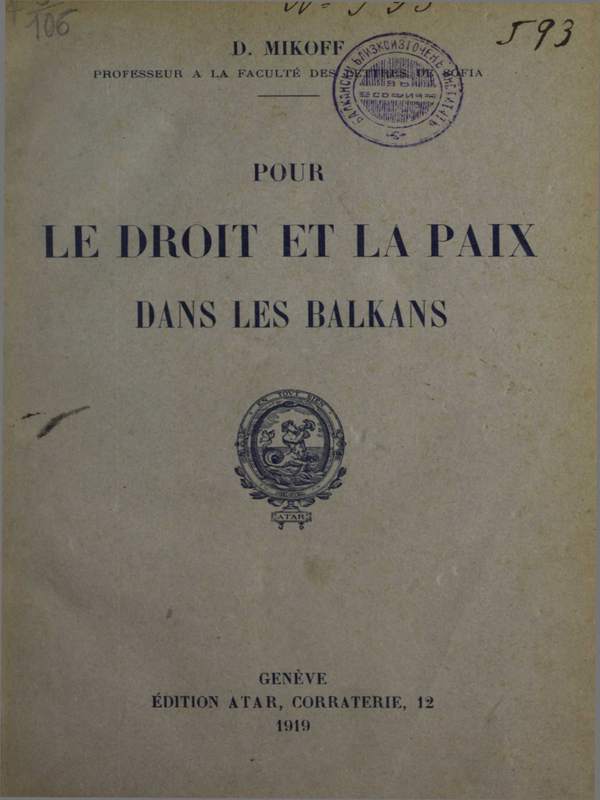 Pour le droit et le Paix dans les Balkans
