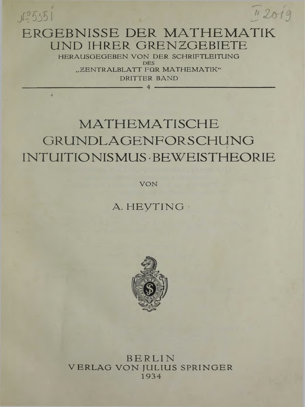 Ergebnisse der Mathematik und Ihrer Grenzgebiete