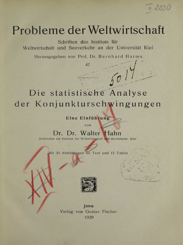 Probleme der Weltwirtschaft : T.1-