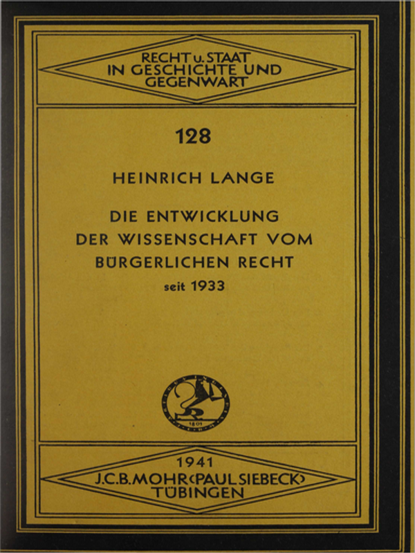 Die entwicklung der wissenschaft vom burgerlichen recht seit 1933