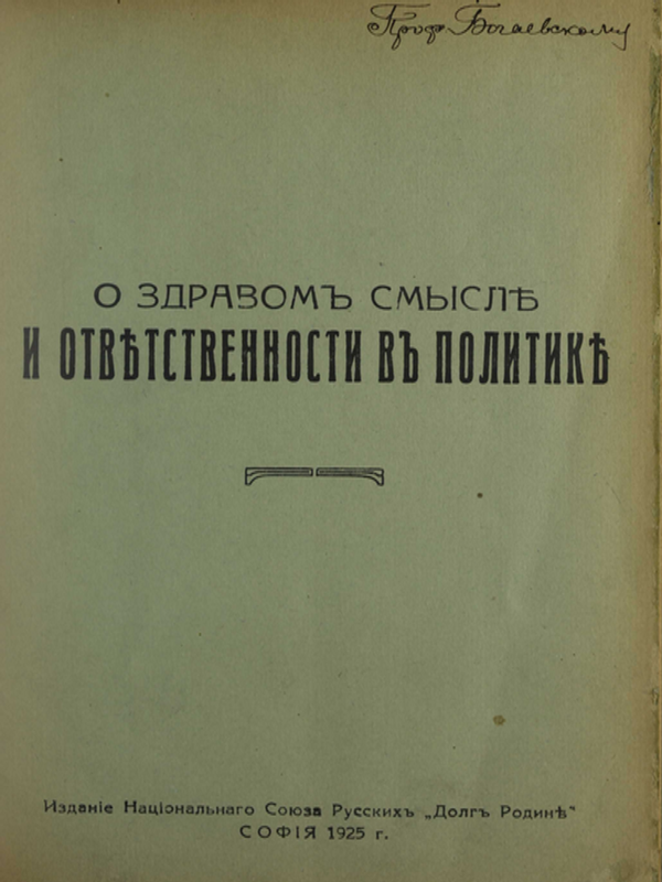 О здравомъ смысль и ответственности в политике