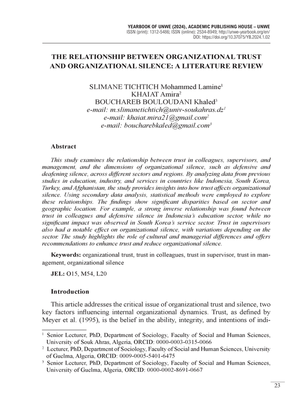 The Relationship Between Organizational Trust and Organizational Silence: A Literature Review